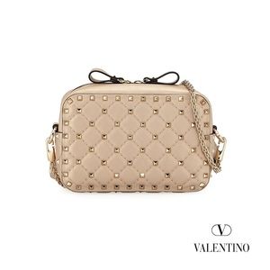 “NEW” Valentino Garavani Rockstud Spike Camera Crossbody (Coral Pink)